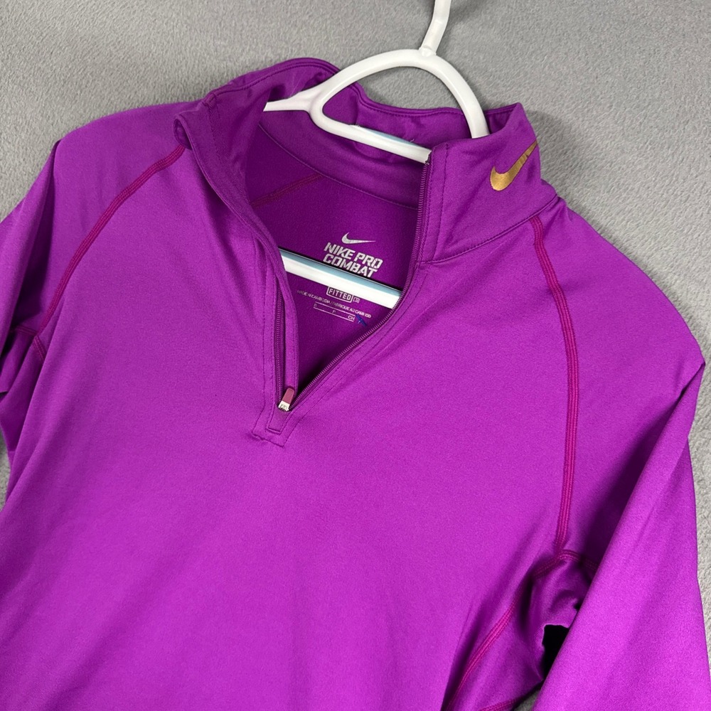 Nike Pullover Womens Small Purple Athletic Dri-FIT Pro Combat Fitted 1/4 Zip